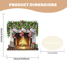 Load image into Gallery viewer, Wooden Special Shaped Fireplace Red Stockings Diamond Painting Tabletop Ornament