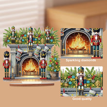 Load image into Gallery viewer, Wooden Special Shaped Fireplace Nutcracker Diamond Painting Tabletop Ornaments