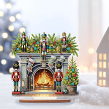Load image into Gallery viewer, Wooden Special Shaped Fireplace Nutcracker Diamond Painting Tabletop Ornaments