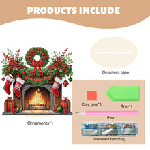 Load image into Gallery viewer, Wooden Special Shaped Red Wreath Stocking Diamond Painting Tabletop Ornament Kit