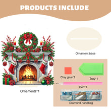 Load image into Gallery viewer, Wooden Special Shaped Red Wreath Stocking Diamond Painting Tabletop Ornament Kit