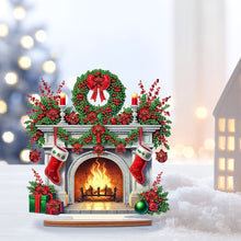 Load image into Gallery viewer, Wooden Special Shaped Red Wreath Stocking Diamond Painting Tabletop Ornament Kit