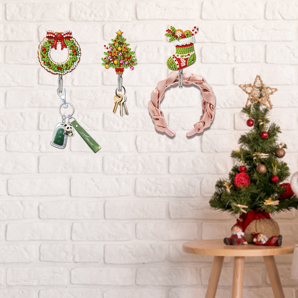 6Pcs Acrylic Diamond Painting Hooks Christmas Theme Diamond Art Craft Wall Hooks