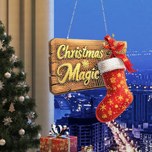 Load image into Gallery viewer, Acrylic Christmas Diamond Art Painting Hanging Ornament Kit (Christmas Magic)