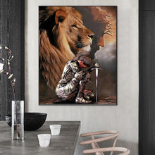 Load image into Gallery viewer, Diamond Painting - Full Round - Lion and warrior girl (55*70CM)