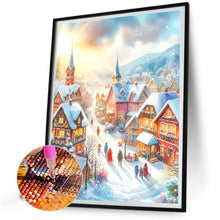 Load image into Gallery viewer, Diamond Painting - Full Round - Small town Christmas snow scene (40*50CM)