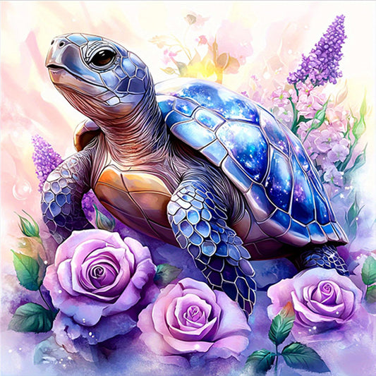 AB Diamond Painting - Full Round - Purple rose turtle (40*40CM)