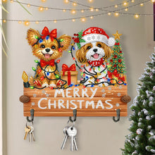 Load image into Gallery viewer, Wooden Christmas Diamond Art Hanging Hooks 3 Hooks Rhinestone Painting Coat Hook