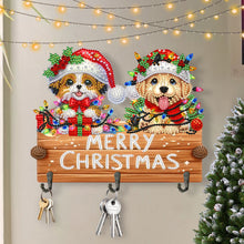 Load image into Gallery viewer, Wooden Christmas Diamond Art Hanging Hooks 3 Hooks Rhinestone Painting Coat Hook