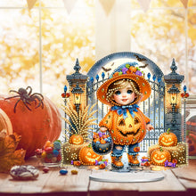 Load image into Gallery viewer, Acrylic Halloween Theme Diamond Painting Tabletop Ornaments Kit (Pumpkin Kid)