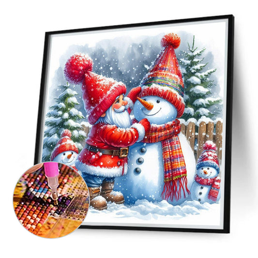 Diamond Painting - Full Round - Santa Claus and snowman (40*40CM)