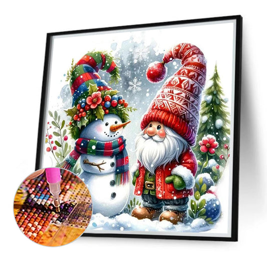 Diamond Painting - Full Round - Gnome and snowman (40*40CM)