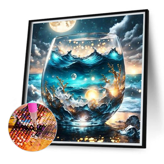 Diamond Painting - Full Round - Late night water cup sea water moon (40*40CM)