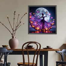 Load image into Gallery viewer, Diamond Painting - Full Round - Butterflies and silhouettes dancing under the moon (40*40CM)