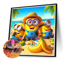 Load image into Gallery viewer, Diamond Painting - Full Round - Three Minions on the beach (40*40CM)