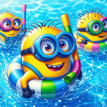 Load image into Gallery viewer, Diamond Painting - Full Round - Three Minions on the sea (40*40CM)
