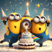 Load image into Gallery viewer, Diamond Painting - Full Round - Birthday party Three Minions (40*40CM)