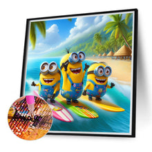 Load image into Gallery viewer, Diamond Painting - Full Round - Three Minions on the Surf (40*40CM)