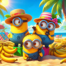 Load image into Gallery viewer, Diamond Painting - Full Round - Three Minions on the Beach Sunshine (40*40CM)
