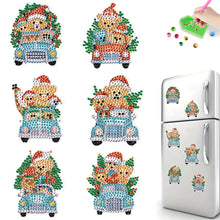 Load image into Gallery viewer, 6Pcs Christmas Bear Car Fridge Stickers Diamond Painting Art Magnets Decals