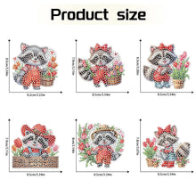 Load image into Gallery viewer, 6Pcs Christmas Raccoon Fridge Stickers Diamond Painting Art Magnets Decals