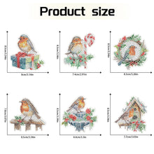 Load image into Gallery viewer, 6Pcs Christmas Bluebird Fridge Stickers Diamond Painting Art Magnets Decals