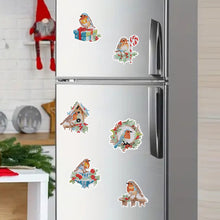 Load image into Gallery viewer, 6Pcs Christmas Bluebird Fridge Stickers Diamond Painting Art Magnets Decals