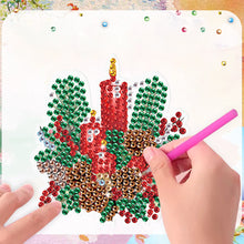 Load image into Gallery viewer, 6Pcs Christmas Candle Fridge Stickers Diamond Painting Art Magnets Decals