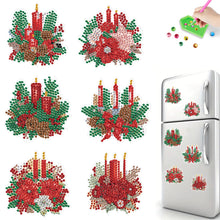 Load image into Gallery viewer, 6Pcs Christmas Candle Fridge Stickers Diamond Painting Art Magnets Decals