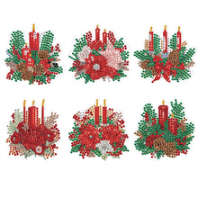 Load image into Gallery viewer, 6Pcs Christmas Candle Fridge Stickers Diamond Painting Art Magnets Decals
