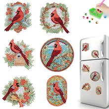 Load image into Gallery viewer, 6Pcs Christmas Cardinal Fridge Stickers Diamond Painting Art Magnets Decals