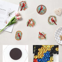 Load image into Gallery viewer, 6Pcs Christmas Cardinal Fridge Stickers Diamond Painting Art Magnets Decals