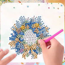 Load image into Gallery viewer, 6Pcs Christmas Wreath Fridge Stickers Diamond Painting Art Magnets Decals