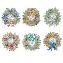 Load image into Gallery viewer, 6Pcs Christmas Wreath Fridge Stickers Diamond Painting Art Magnets Decals