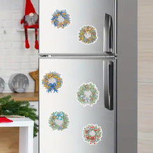 Load image into Gallery viewer, 6Pcs Christmas Wreath Fridge Stickers Diamond Painting Art Magnets Decals