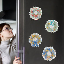 Load image into Gallery viewer, 6Pcs Christmas Wreath Fridge Stickers Diamond Painting Art Magnets Decals