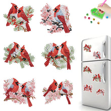 Load image into Gallery viewer, 6Pcs Christmas Cardinal Fridge Stickers Diamond Painting Art Magnets Decals
