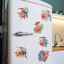Load image into Gallery viewer, 6Pcs Flower Parrot Diamond Painting Art Fridge Magnet for Fridge Whiteboards