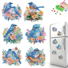 Load image into Gallery viewer, 6Pcs Flower Bluebird Diamond Painting Art Fridge Magnet for Fridge Whiteboards