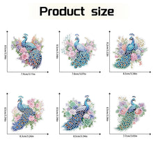 Load image into Gallery viewer, 6Pcs Flower Peacock Diamond Painting Art Fridge Magnet for Fridge Whiteboards