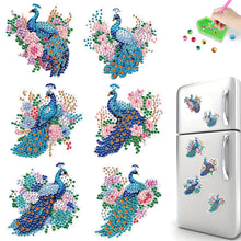 Load image into Gallery viewer, 6Pcs Flower Peacock Diamond Painting Art Fridge Magnet for Fridge Whiteboards