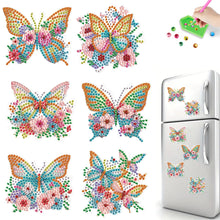 Load image into Gallery viewer, 6Pcs Flower Butterfly Diamond Painting Art Fridge Magnet for Fridge Whiteboards