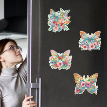 Load image into Gallery viewer, 6Pcs Flower Butterfly Diamond Painting Art Fridge Magnet for Fridge Whiteboards