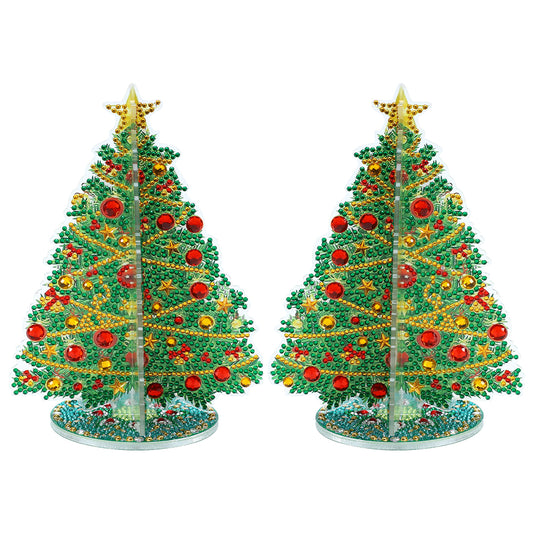 Special Shaped Christmas Tree Diamond Painting Tabletop Ornaments Kit (A)