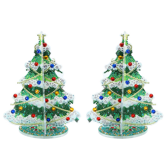 Special Shaped Christmas Tree Diamond Painting Tabletop Ornaments Kit (E)