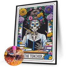 Load image into Gallery viewer, Diamond Painting - Full Round - Skull Reading Girl Tarot Cards (40*50CM)