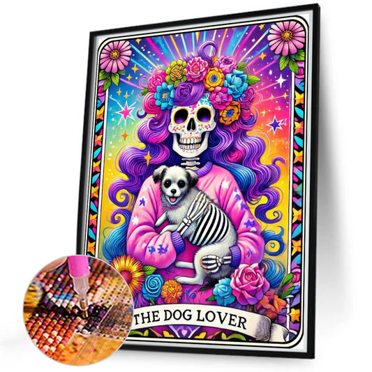 Diamond Painting - Full Round - Skull Girl and Dog Tarot Cards (40*50CM)