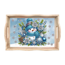 Load image into Gallery viewer, Christmas Diamond Painting Wooden Serving Tray Home Decoration (Blue Snowman)