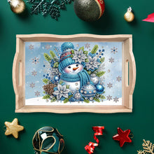Load image into Gallery viewer, Christmas Diamond Painting Wooden Serving Tray Home Decoration (Blue Snowman)