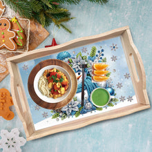 Load image into Gallery viewer, Christmas Diamond Painting Wooden Serving Tray Home Decoration (Blue Snowman)
